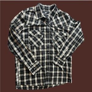Black and White Pearl Plaid Men's Large Plaid Shirt